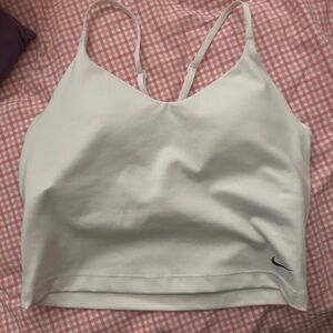 Nike White Slim-Strap Sports Bra Crop Top